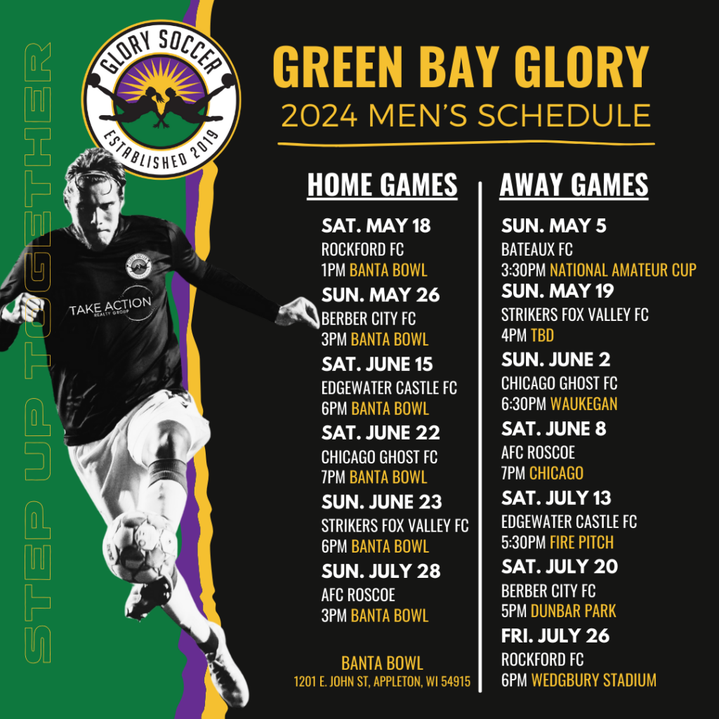 Men's Schedule 2024 Green Bay Glory Women's Premier Soccer Team